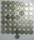 1953, 1954, 1955, 1957, 1959 ROOSEVELT DIME - LOT OF 50 - ROLL - DAMAGED
