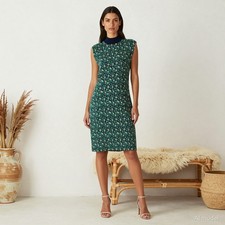 Vintage Midi Jumper Dress Multi Paisley Fine Knit High Neck Sleeveless L