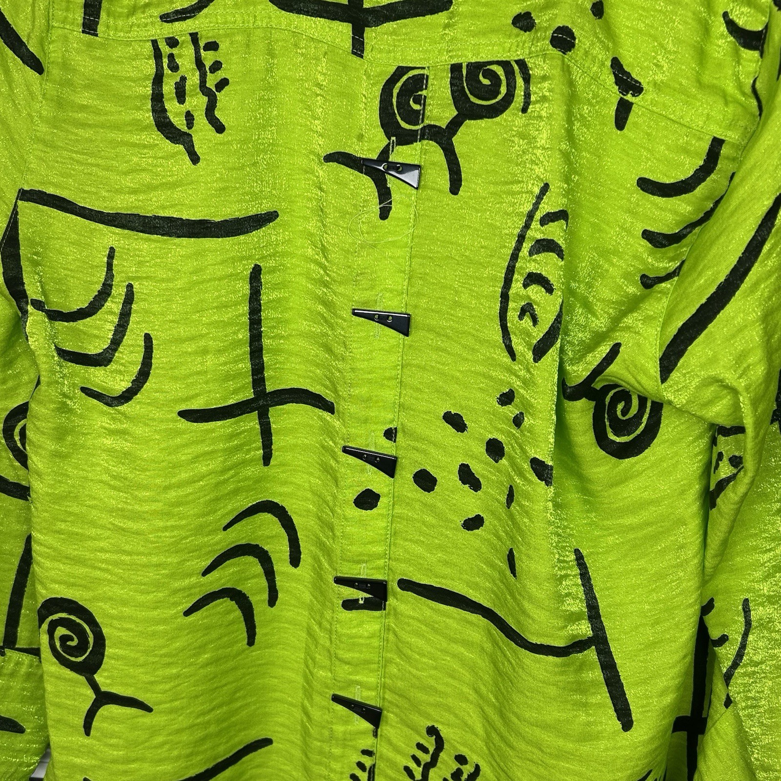 Multiples Neon Lime Abstract Tunic Medium Art Tea… - image 11