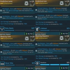 Borderlands 4 MALIWAN ENHANCEMENT SET of 4 GOD ROLL PACK PS5/XBOX/ PC