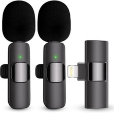 2Pack Wireless Lavalier Microphone for iPhone iPad Clip-on Lapel Mic Vlog TikTok