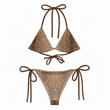 Brown Deer Print Bikini Set