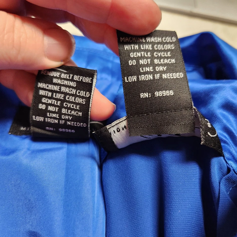 Terno calça cetim veludo meia-noite azul tamanho 8 jaqueta de lápis casamento formal sem cinto - Imagem 3 de 4