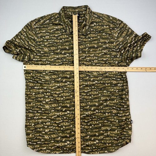 The North Face Button Shirt Mens XL Short Sleeve All Over Print Fish Hike Casual - Picture 5 of 7
