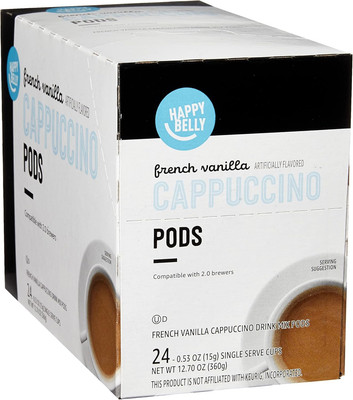 Amazon Brand - Happy Belly Cappuccino Coffee Pods Light 24 Count (Pack of 1) 