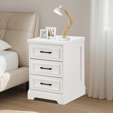 Weißer Nachttisch mit 3 Schubladen Sideboard Nachtschrank Anrichte holz Weiß