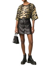 DSQUARED2 Silk Zebra Print Top Gold Black Ove...