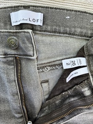 LOFT Women's Gray Medium Wash Slim Fit Mid Rise 5-Pocket Denim Jeans 26