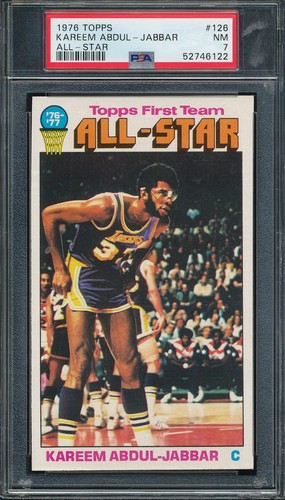 PSA 7 NM KAREEM ABDUL-JABBAR HOF 1976 TOPPS #126 LEW ALCINDOR GRADED NBA *TPHLC