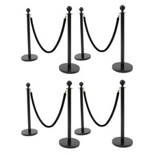 Crowd Control Barriers, Stanchion Post with Ball Top Black 201 Stainless Steel