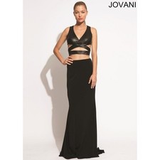 New Jovani Dress Sexy Black Leather Cutout Gown