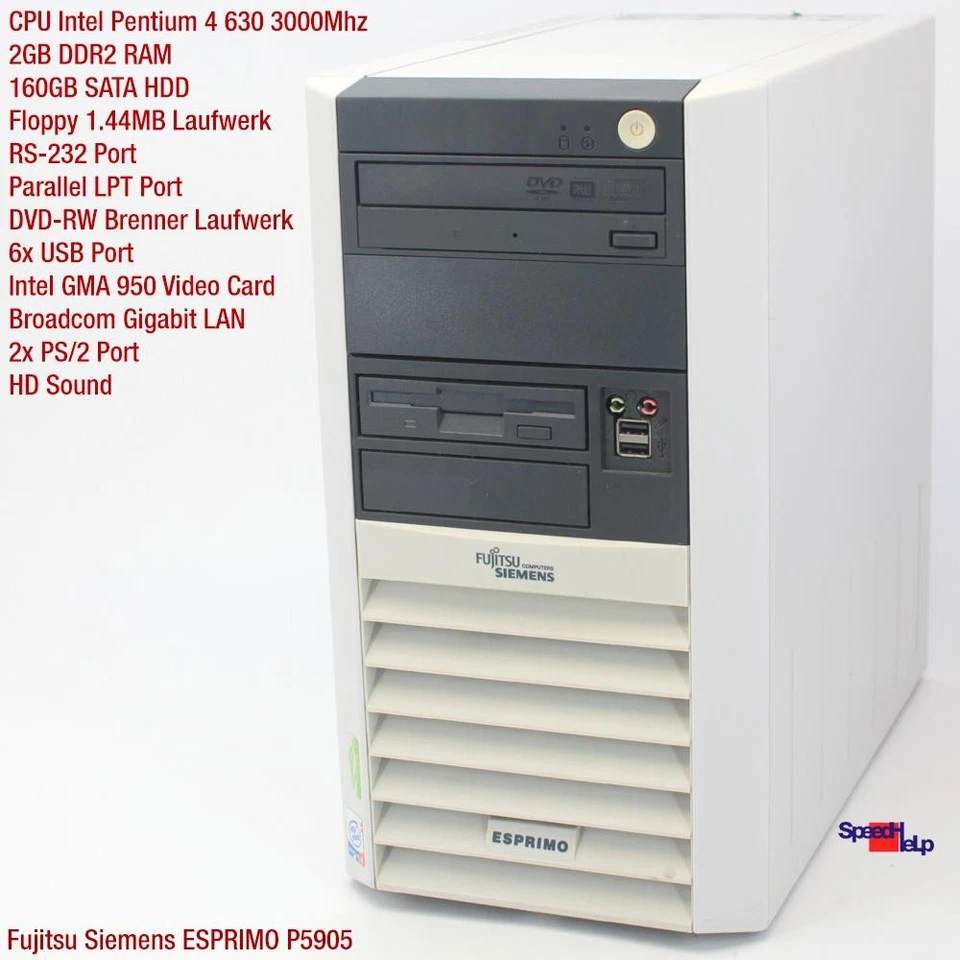 PC Computer FSC Fujitsu Siemens Esprimo P5905 D2151-A1 4 Pentium 4 160GB 2GB RAM - Image 2 of 4