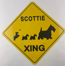 SCOTTIE XING Sign Scottish Terrier Dog Metal 12"x12" - Adult  3 Puppies