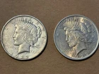 2 US $1 Silver Peace Dollars 1922-D 1923, fine and very fine, sharp details