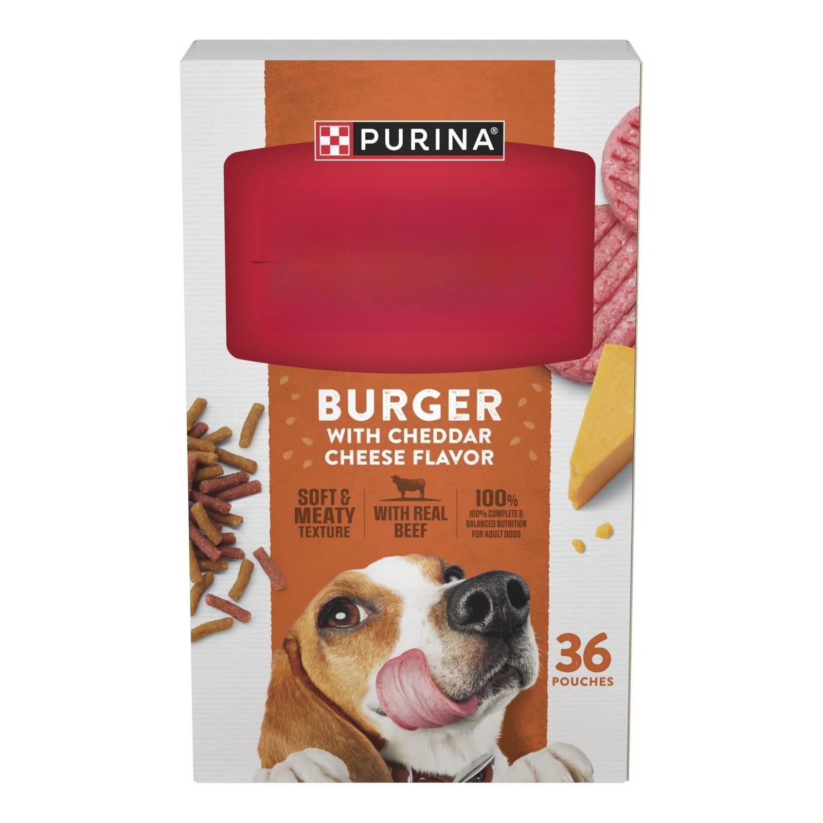 Dry Dog Food, Soft Beef Burger with Cheddar Cheese, 36 Pack-