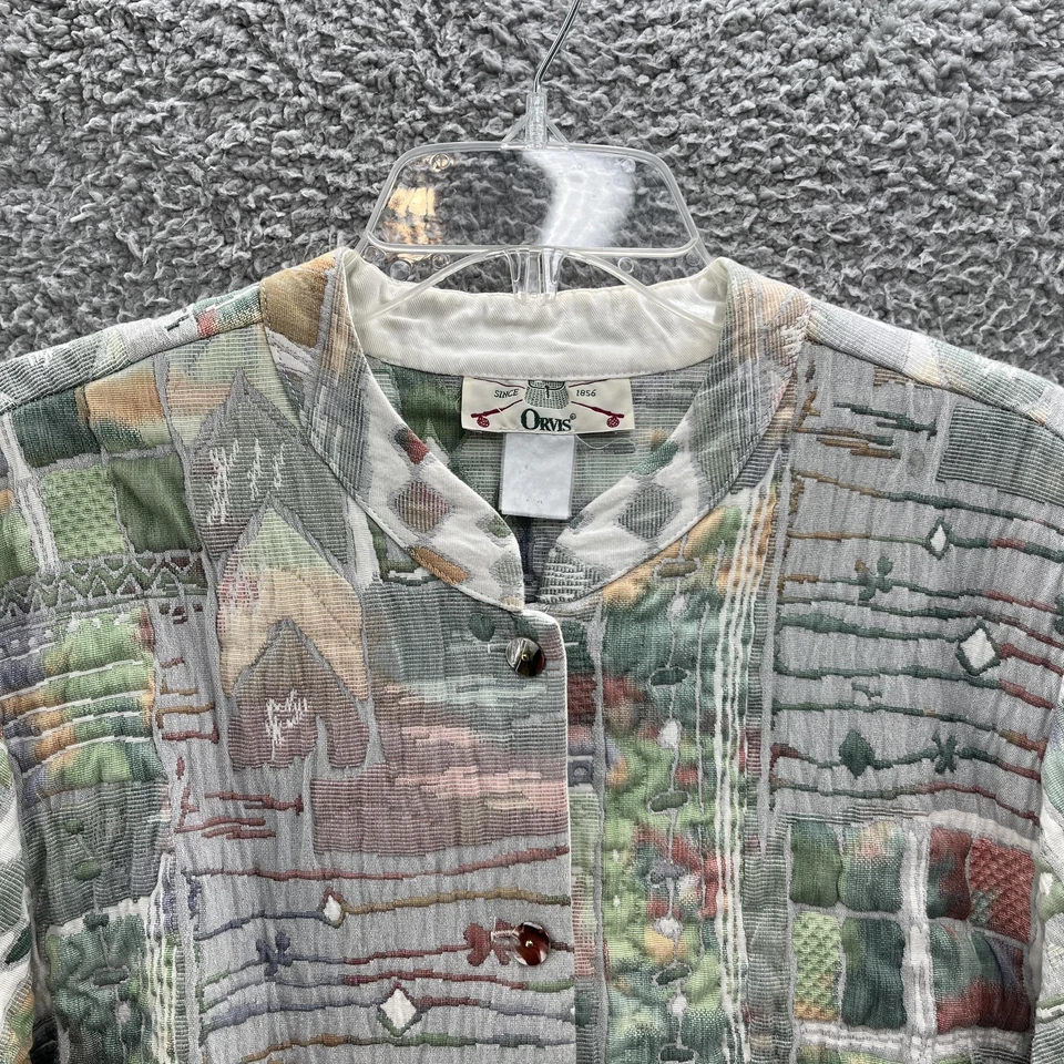 Chaqueta Orvis Mujer Grande Multicolor Acolchada Retazos Botón Delantero Mandarín Foto 3 de 4