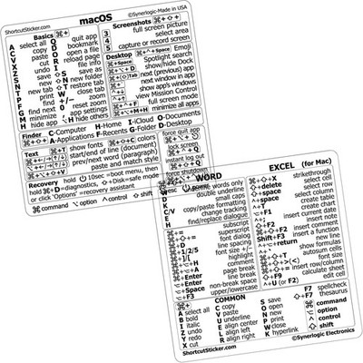 (2 sets) Mac OS + Word/Excel (for Mac) Shortcuts Stickers Bundle | No-Residue