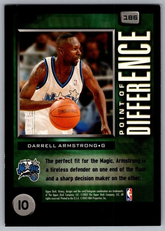 2003-04 Upper Deck Victory Darrell Armstrong Orlando Magic #186 - Image 2 of 2