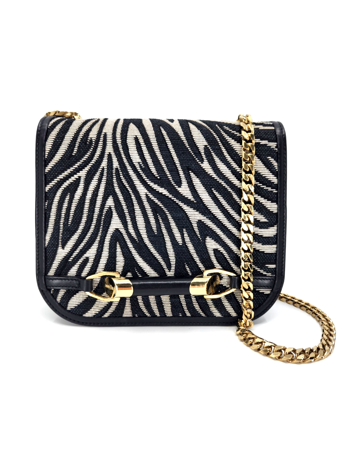 Jimmy Choo Zadie Zebra Print Raffia Leather Handbag Chain Crossbody Flap Bag