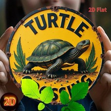 Vintage Round Iron Turtle Tin Metal Signs Home D cor 8x8 Printed, Easy to Hang