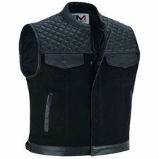 Produktbild - Textil Bikerweste Clubweste Kutte Rockerweste Motorrad Weste schwarz leicht 