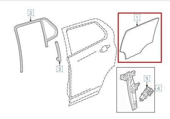 GMC Terrain Denali 2018-2024 puerta trasera izquierda lado del conductor ventana vidrio 84398664 Foto 2 de 4