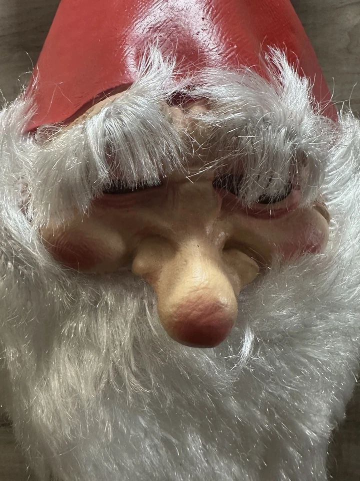 RARE HTF Disguise Gnome Adult Mask Latex Red Hat Beard NEW! Fast Free Shipping - Image 2 of 4