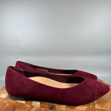Vionic Caballo Burgundy Suede Pointed Toe Flats Women Size 8