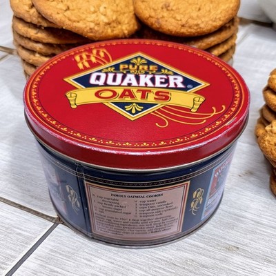 Vintage 1983 Quaker Oats Limited Edition Round Tin Canister Cookie Tin