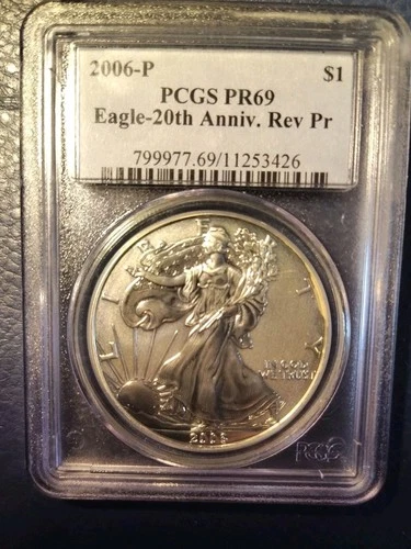 2006-P American Silver Eagle PCGS PR69 20th Anniversary Reverse Proof