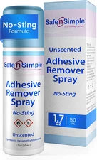 Safe N’ Simple Medical Adhesive Remover Spray for Skin - 1.7 Fl Oz No Sting Alco