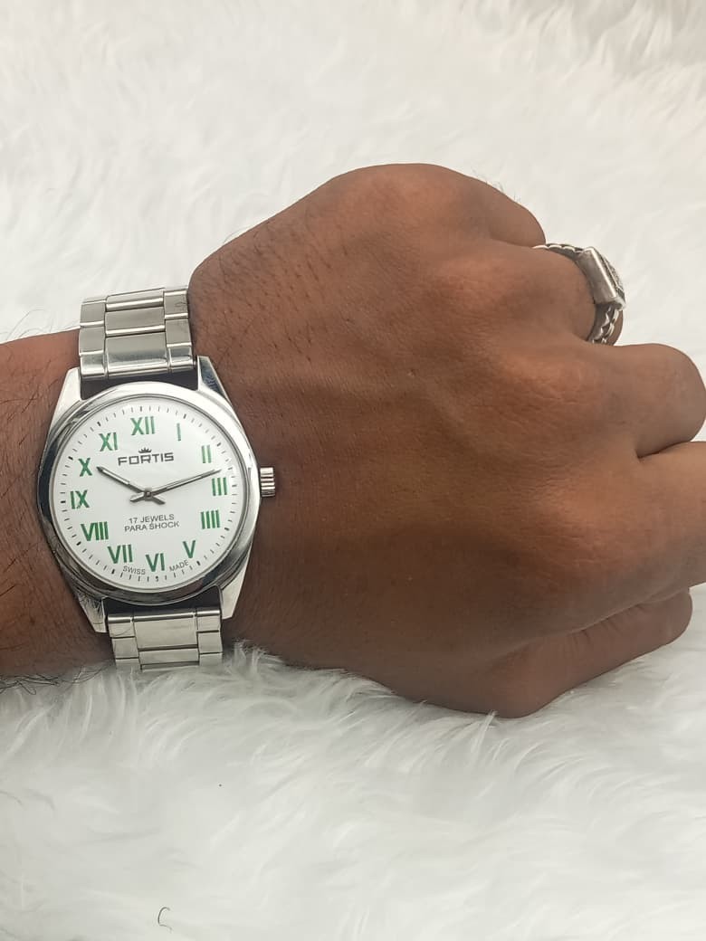 Vintage Fortis 17 Jewels Para Shock Men's Hand-Winding Watch White