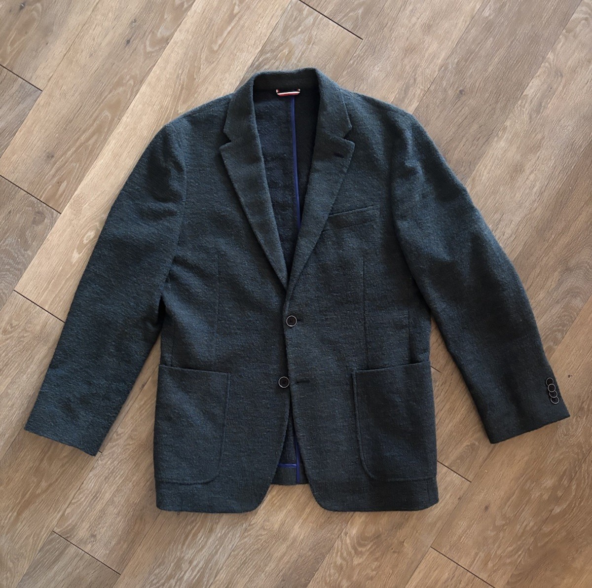 Tommy Hilfiger Green Wool Tweed Sport Coat Men's 40 Notch Lapel Two-Button