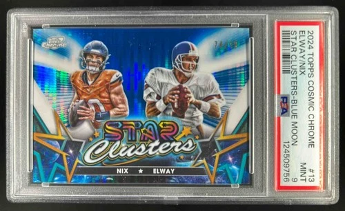 2024 Topps Cosmic Chrome Elway Bo Nix Star Clusters Blue Refractor RC #/99 PSA 9