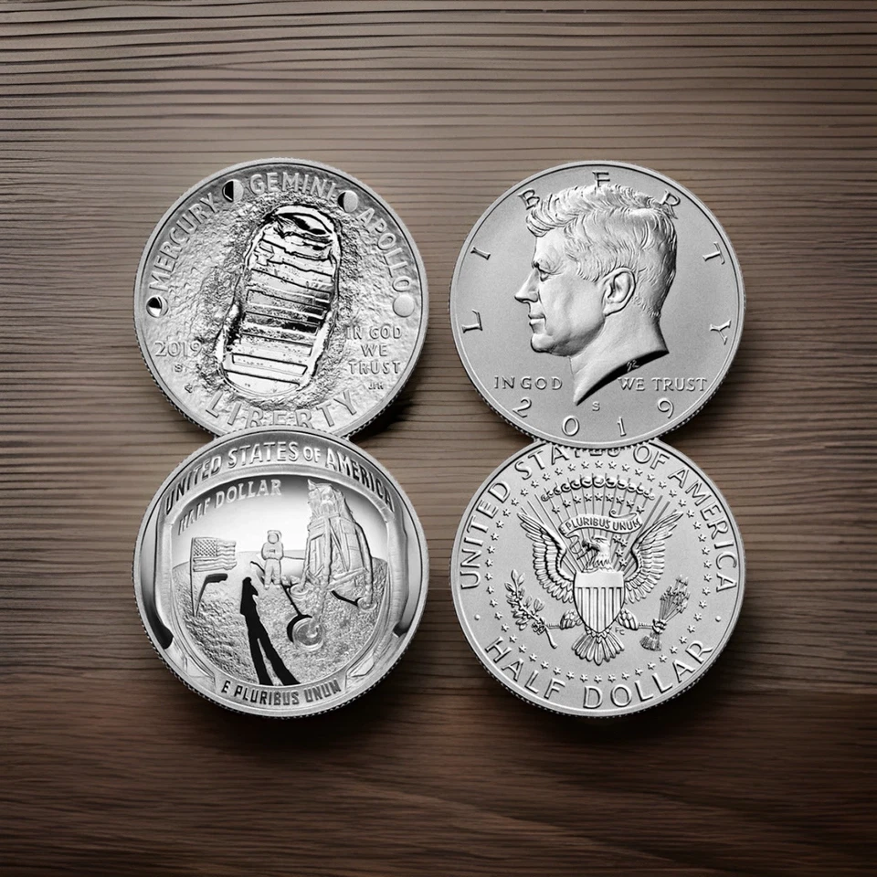 2-Coins RARE APOLLO 11 50TH Anniv PCGS FDOI Reverse-PR70 Kennedy 50c Only 63! - Image 3 of 4