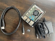 Raspberry Pi 4 Model B 4GB w/ Case, Heatsinks, Fan, PSU, Micro HDMI, 64GB mSD