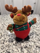 Vintage Reindeer Moose Christmas Animated Musical Plush 9  Tested