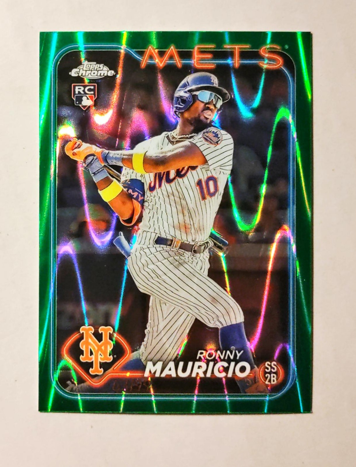 Ronny Mauricio 2024 Topps Chrome RC #28 Rookie GREEN RayWave REFRACTOR 63/99 A6