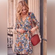 Sezane Nadia floral mini wrap dress size 34 US size 2 or XS