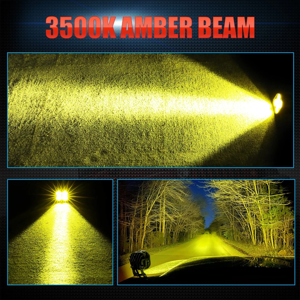 2X 3inch Ditch LED Cube Pods Work Light Bar Spot Driving Fog Amber Offroad Foto 2 de 4