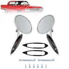 Round Outside Rearview Mirrors Ribbed Base For Chevy Chevelle Impala Nova Round Outside Rearview Mirrors Ribbed Base For Chevy Chevelle Impala Nova