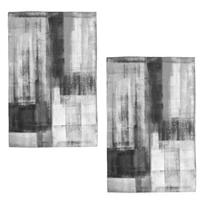 Black Grey White Kitchen Towels 16x24 Inch 2 PcsAbstract Art Painting Decorat...