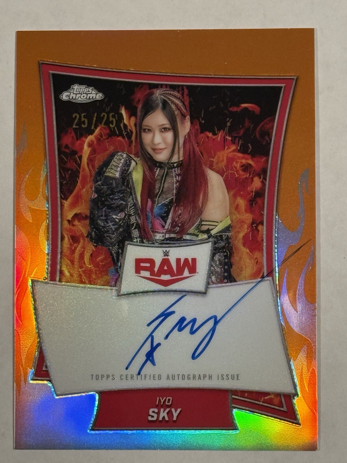 2025 WWE TOPPS CHROME Iyo Sky Orange Refractor Red Brand Autograph 25/25 RBA-IYO
