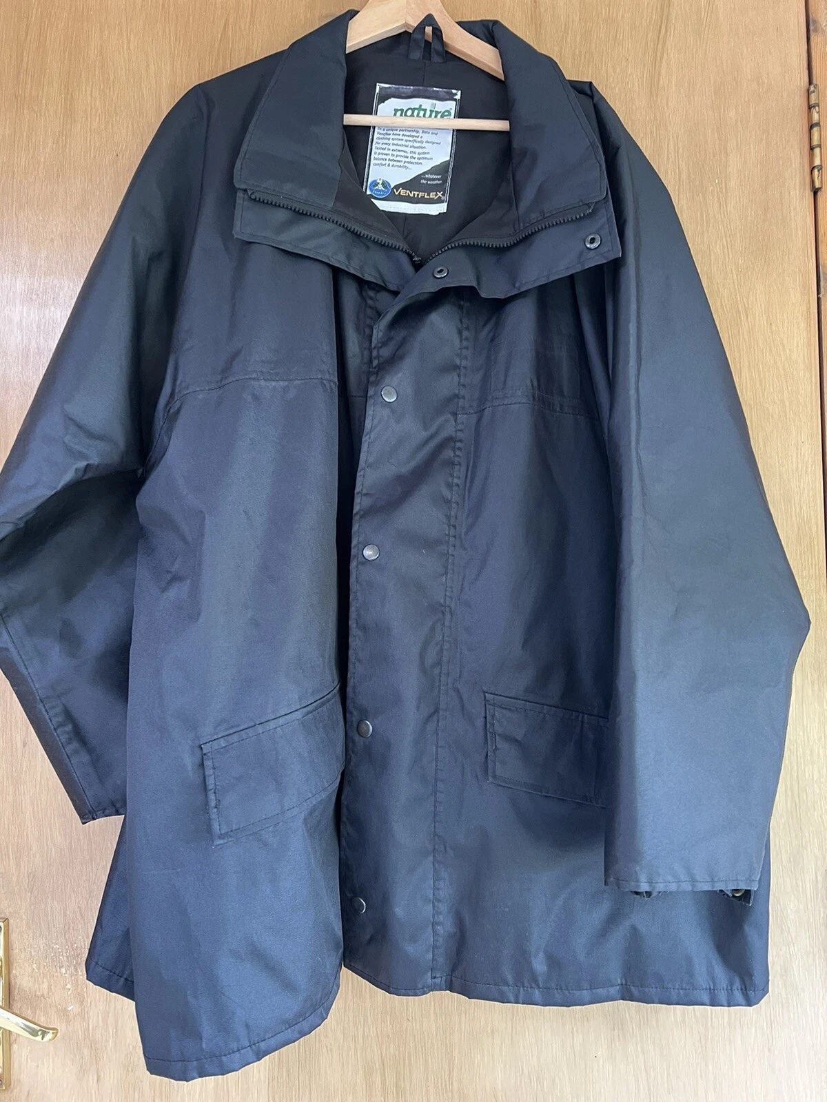 NATURE PLUS mens raincoat jacket, 2XL, black, outdoors, utility, chore, cold