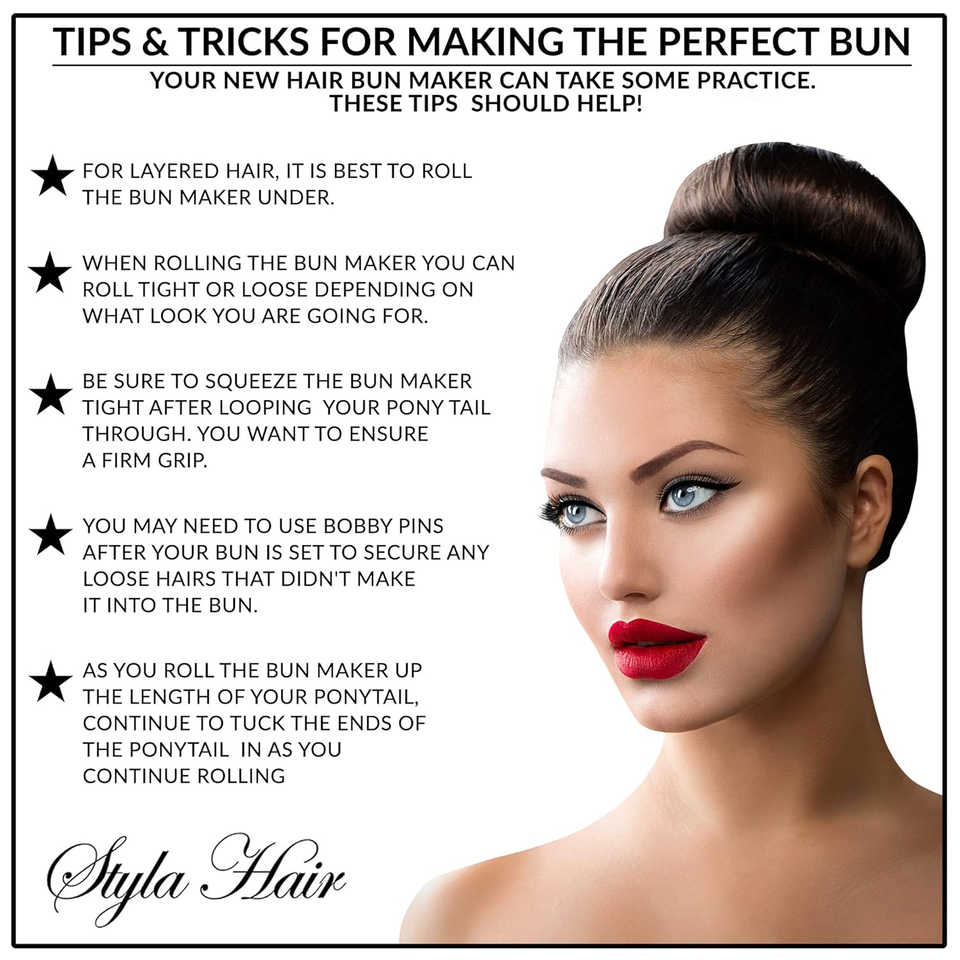 Magic Bun Maker (2 Small, 2 Large) Foam Sponge Bun Shaper Hair