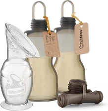NEW haakaa Silicone Manual Breast Pump 5.4 oz & Reusable Breastmilk Storage