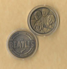  THE BEATLES Memorabilia Coin John Paul  Ringo George Fab 4 Antiques Brass 