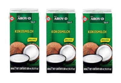 Kokosmilch Aroy-D Dreierpack: 3 x 500ml Coconut Milk Cocosmilch Kokosnussmilch