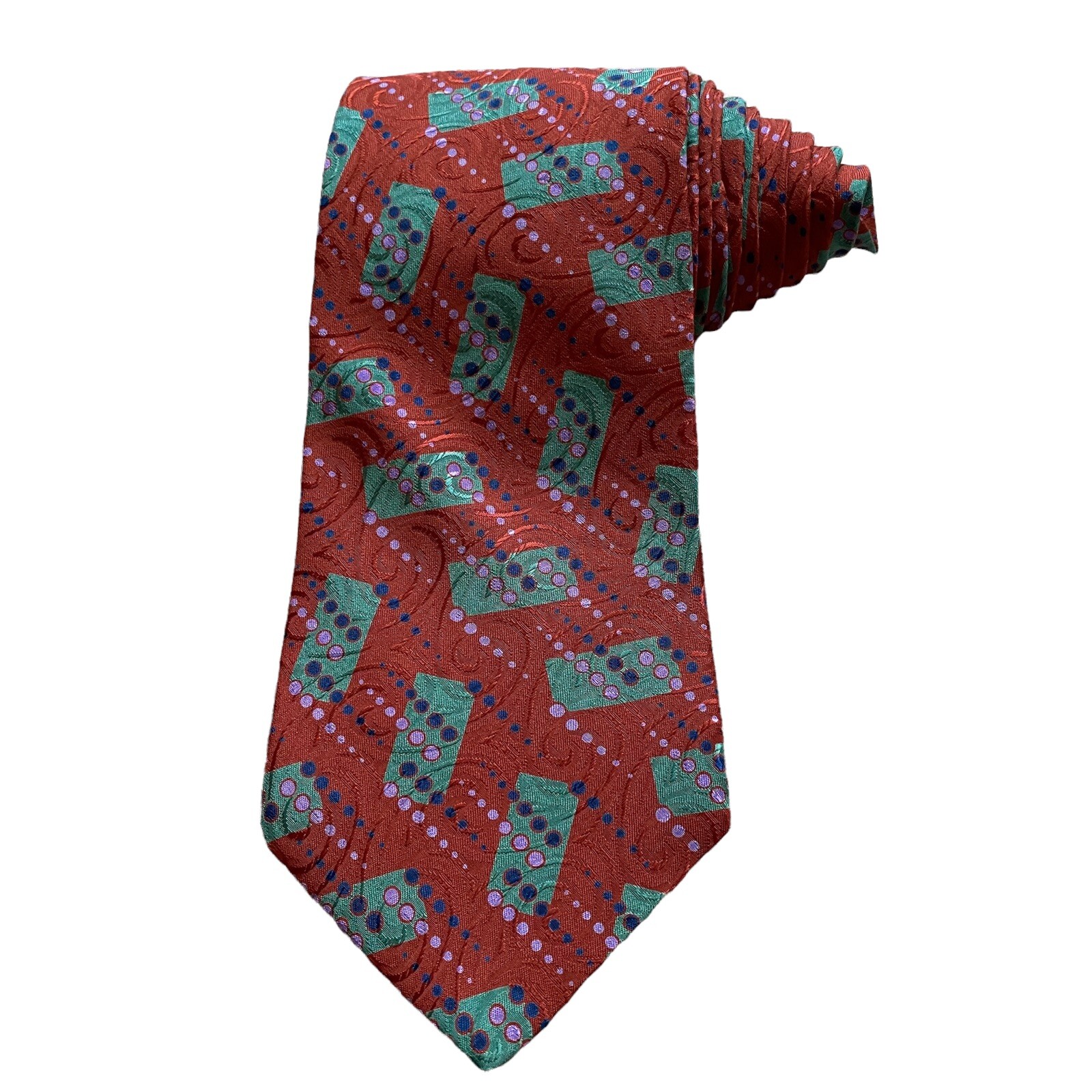 Claiborne Red Multi Colored Patterned 100% Silk T… - image 12