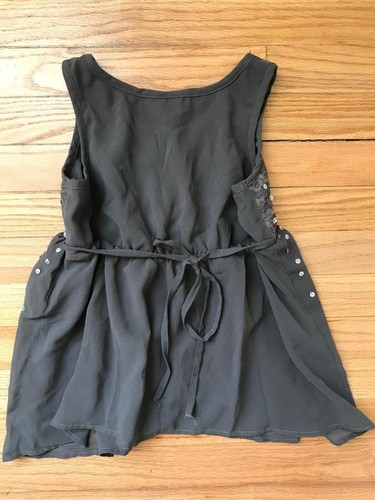 Justice Grey Polyester Lace Sequin Sleeveless Blouse Sz 12 LN - Picture 3 of 3